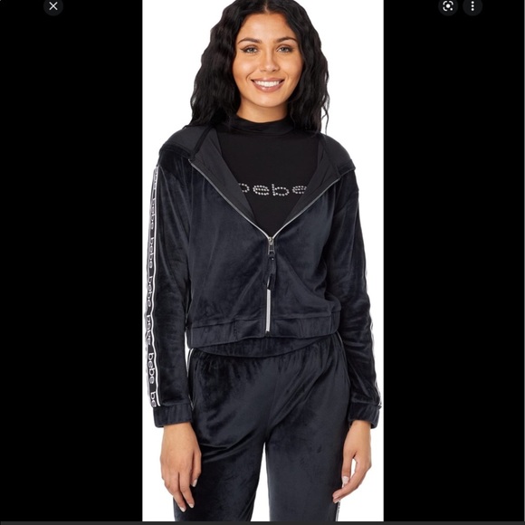 SOLD - Bebe Black Velour Hoodie - XL - NWT - Picture 8 of 12